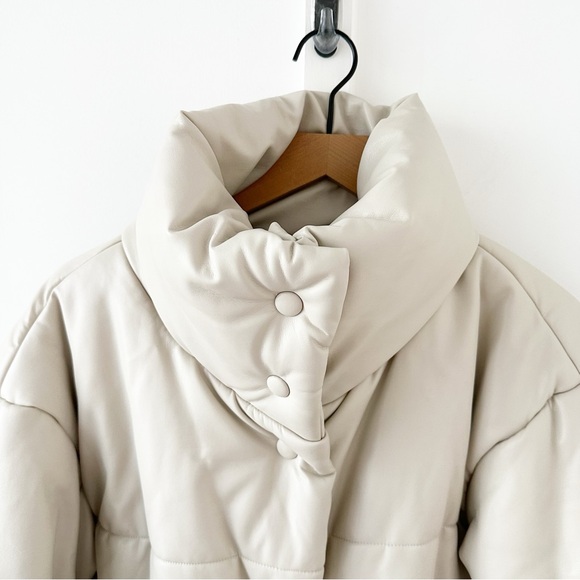 NAP cream zip up snap button puffer jacket - Picture 4 of 7